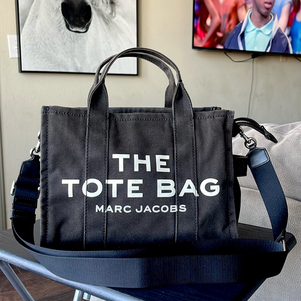 Marc Jacobs Logo Canvas medium Tote Bag Black